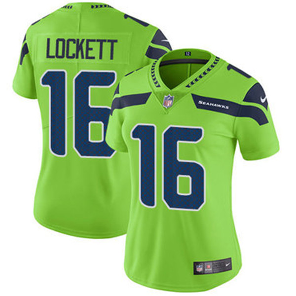 Women's Seattle Seahawks #16 Tyler Lockett Green Vapor Untouchable Limited Stitched NFL Jersey(Run Small)